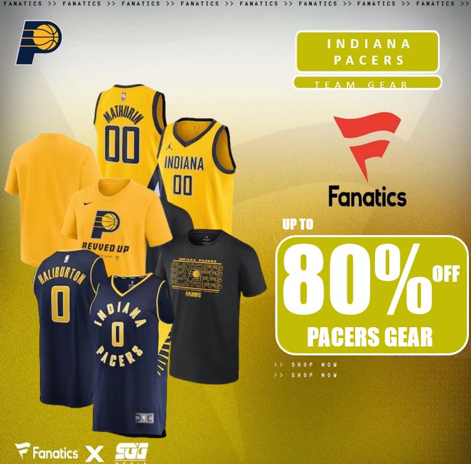 INDIANA PACERS NBA PLAYOFFS SALE, @Fanatics 🏆 PACERS FANS‼️Gear up for the NBA PLAYOFFS and get up to 80% OFF Indiana Pacers gear using this PROMO LINK: fanatics.93n6tx.net/PACERSSALE📈 HURRY! DEAL ENDS TODAY 🤝