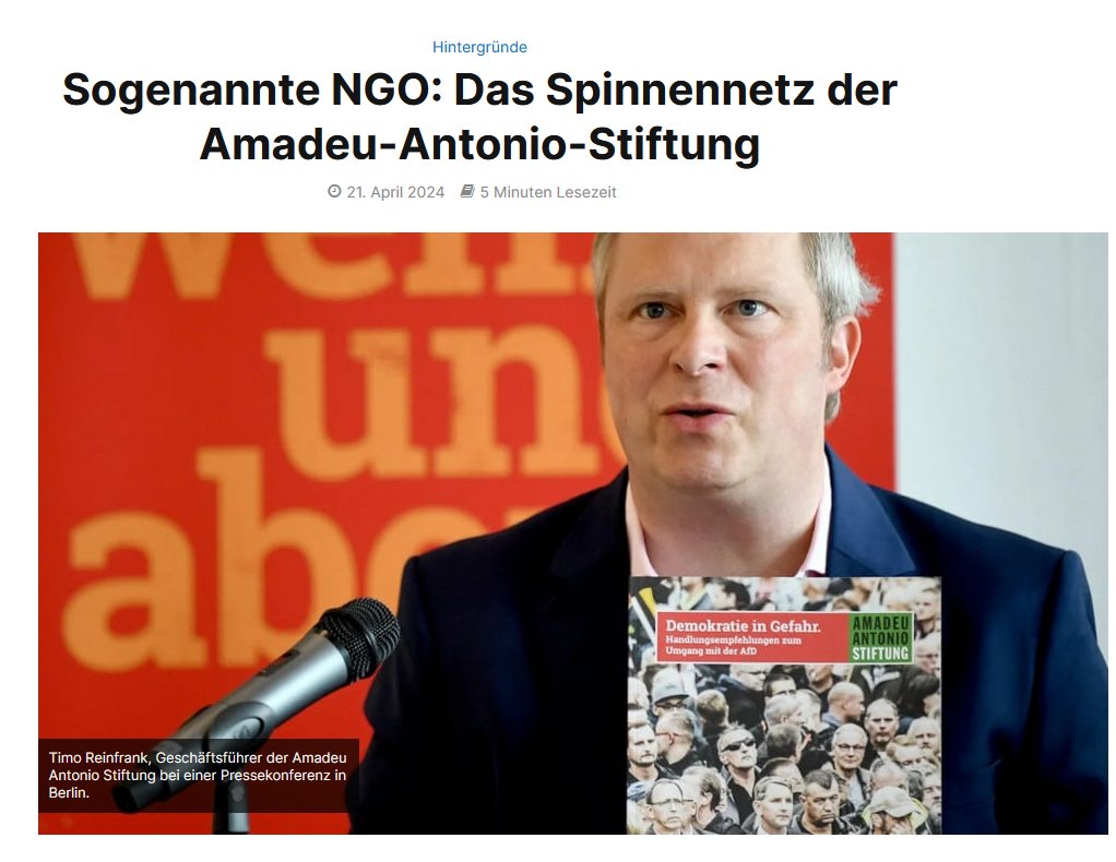 ⚡️❗️👉Die linksradikale und demokratiefeindliche Amadeu-Antonio-Stiftung unterhält ein weitreichendes Netz von Organisationen und Projekten – auf Kosten des Steuerzahlers. 

🟥Im Namen der „Demokratieförderung“ werden politische Gegner diffamiert. Artikel lesen unter: