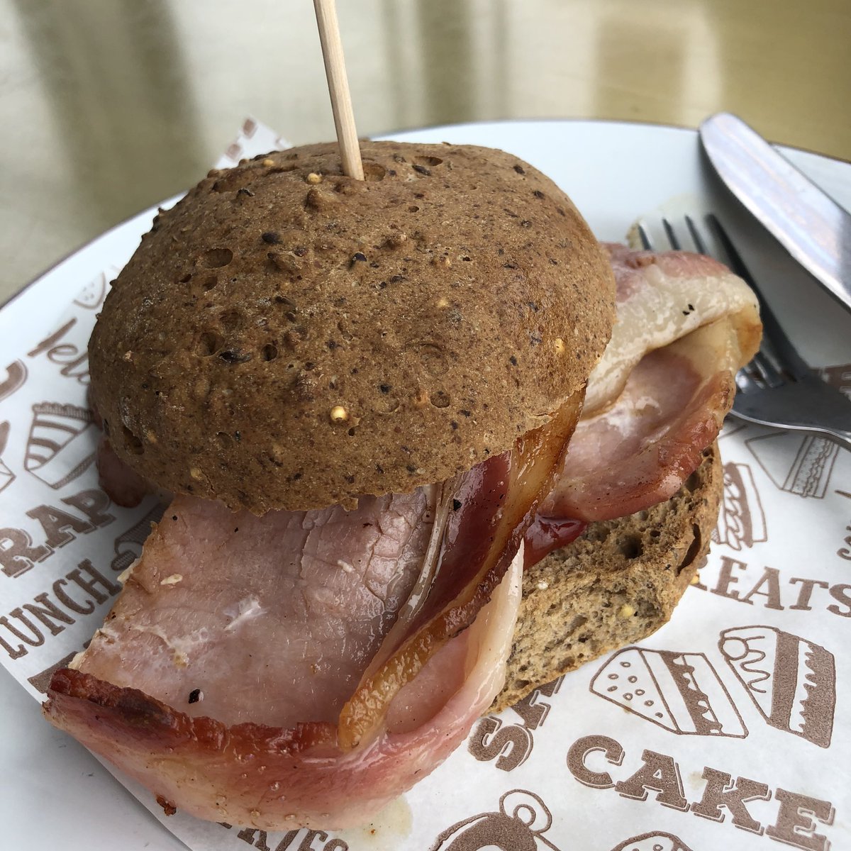 Bacon bap with my boy down the Bay today #cardiffbay