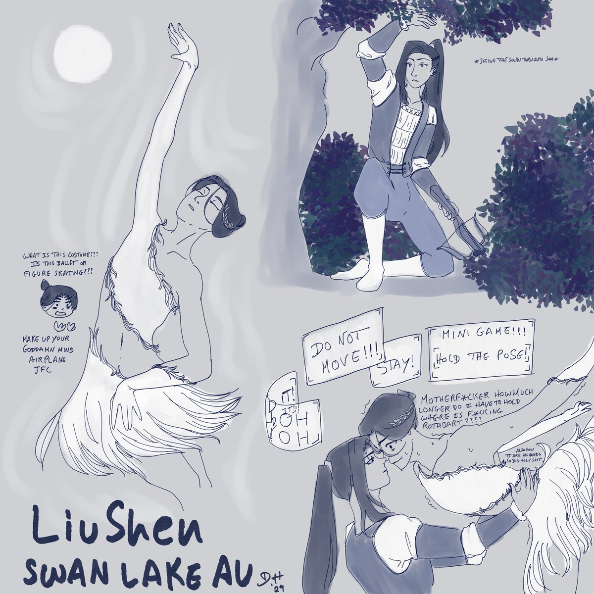 [SVSSS ・ LiuShen] Swan Lake AU🦢

My first prompt fill for @SVSSSAction is complete! I hope I did it justice~

Thank you to @antimonia_ for the prompt and donation~! (also I love your writing🤍)

Some more thoughts on the process and the AU down below!🧵