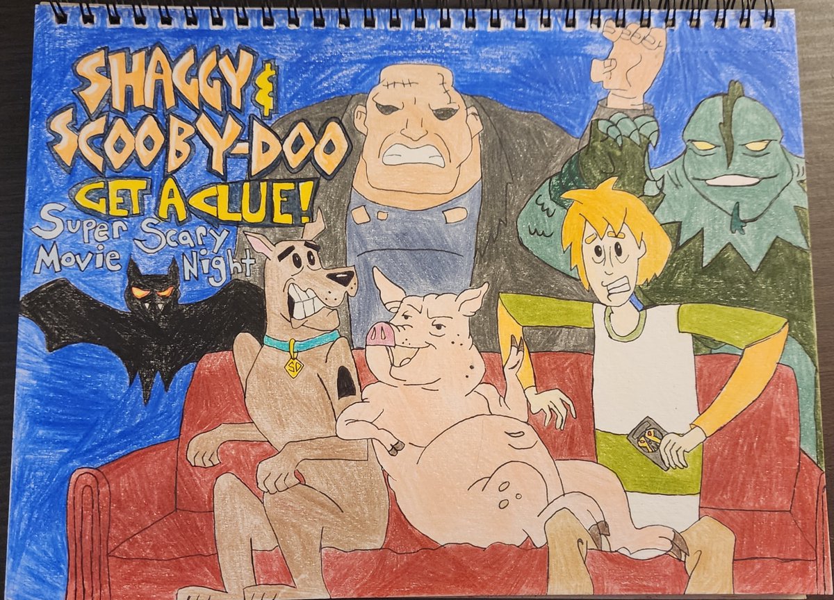 Shaggy & Scooby-Doo Get A Clue Title Card Re-Creation Day 21 - Super Scary Movie Night Art by: Tabby instagram.com/scooby_doo_fan… #ScoobyDoo #Art #Drawing #DrawingChallenge #GetAClue #Scooby #TitleCardRecreation