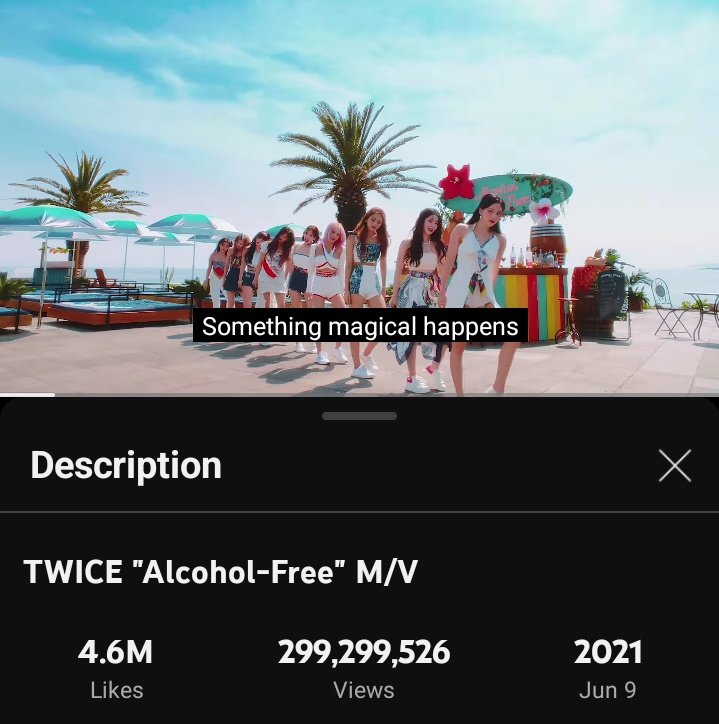 ONCEs, alcohol free is less than a million views away to reach 300M VIEWS! let’s reach another milestone! 🤍