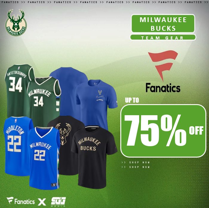 MILWAUKEE BUCKS NBA PLAYOFFS SALE, @Fanatics🏆 BUCKS FANS‼️ Take advantage of Fanatics exclusive offer and get up to 75% OFF on your team’s gear today using THIS PROMO LINK: fanatics.93n6tx.net/BUCKSSALE 📈 HURRY! DEAL ENDS SOON!🤝