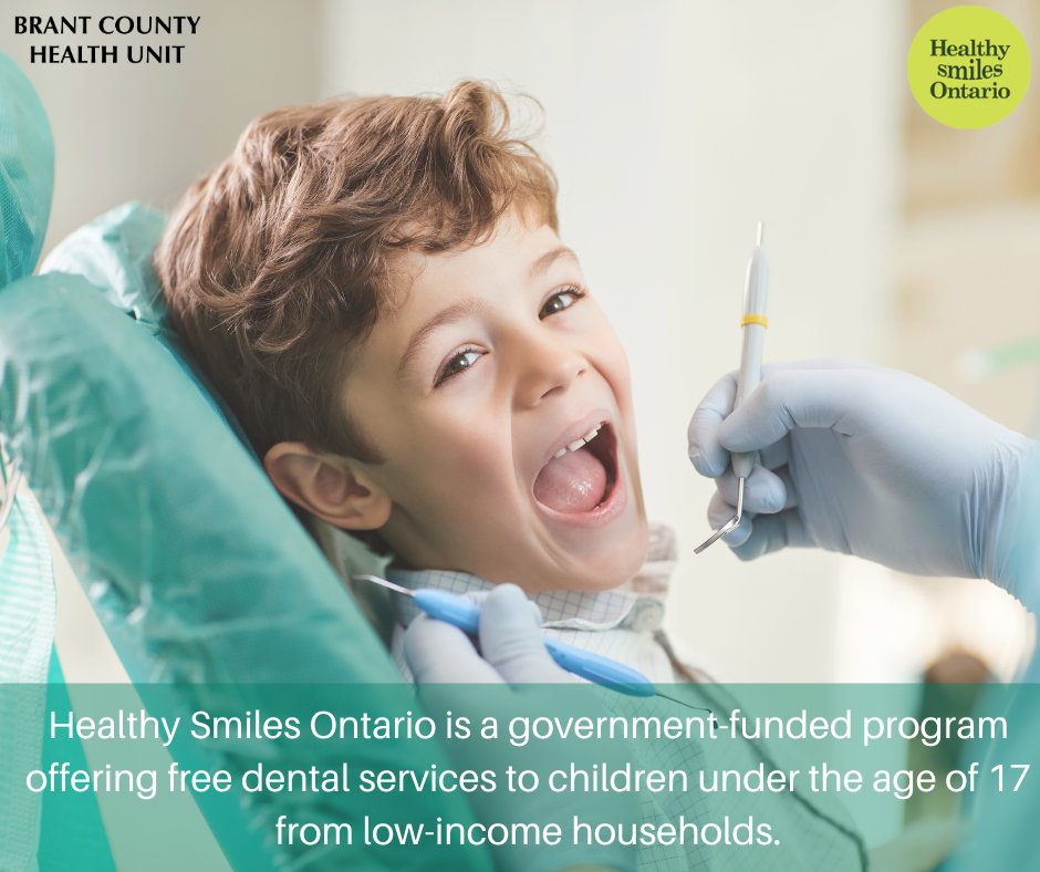 #DYK your child may qualify for free dental care? This #OralHealthMonth, learn about the Healthy Smiles Ontario program.😁🦷 Visit: bchu.org/freedental#1