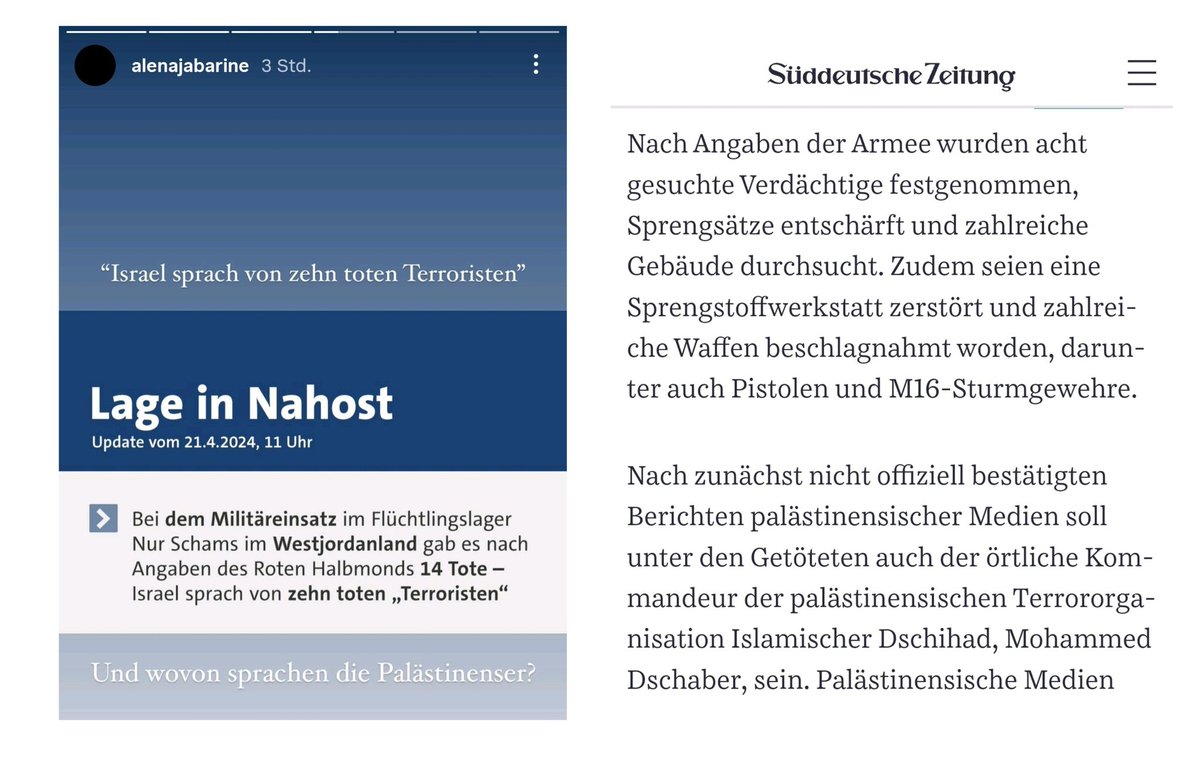 'Und wovon sprachen die Palästinenser?'

Alena Jabarine (NDR) verharmlost erneut Terrorismus: Sie stört sich daran, dass palästinensische Terroristen, die auf das israelische Militär schossen und dieses mit Sprengsätzen angriffen von der Tagesschau als Terroristen bezeichnet…