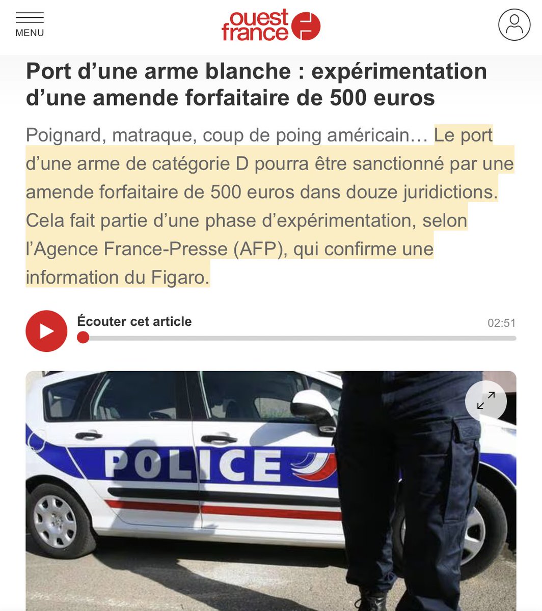 La contraventionnalisation des détenteurs d’arme blanche est le symbole du laxisme de ce Gouvernement déconnecté. Cette technique a déjà fait la preuve de son inefficacité pour l’usage de drogue. Nous devons au contraire donner plus de moyens à la justice, les délinquants