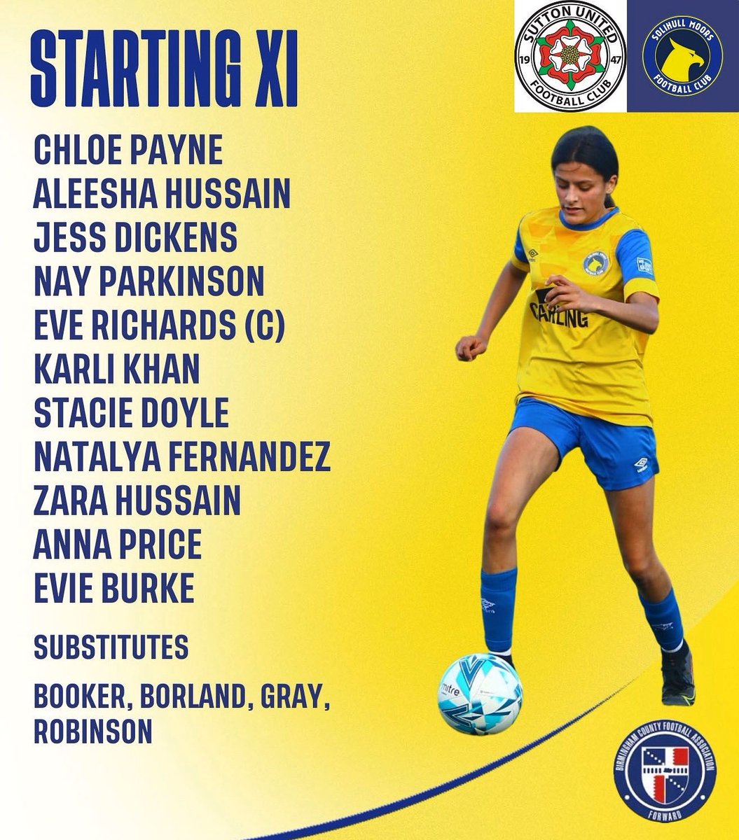 STARTING XI | Our starting lineup as we take on Sutton United Ladies.

#startingxi #smwfc #ladiesfootball #womensfootball #hergametoo #solihullmoors