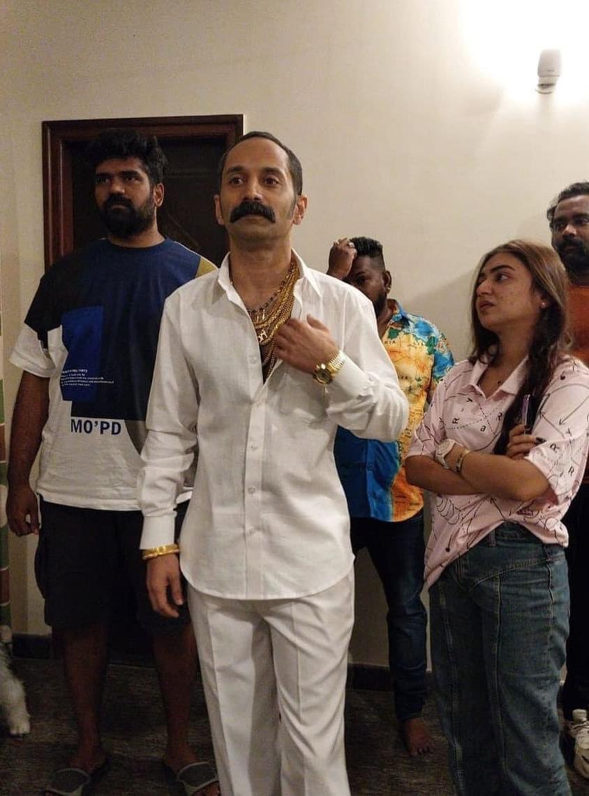 Jithu Madhavan, Fahadh Faasil and Nazriya on the sets of #Aavesham