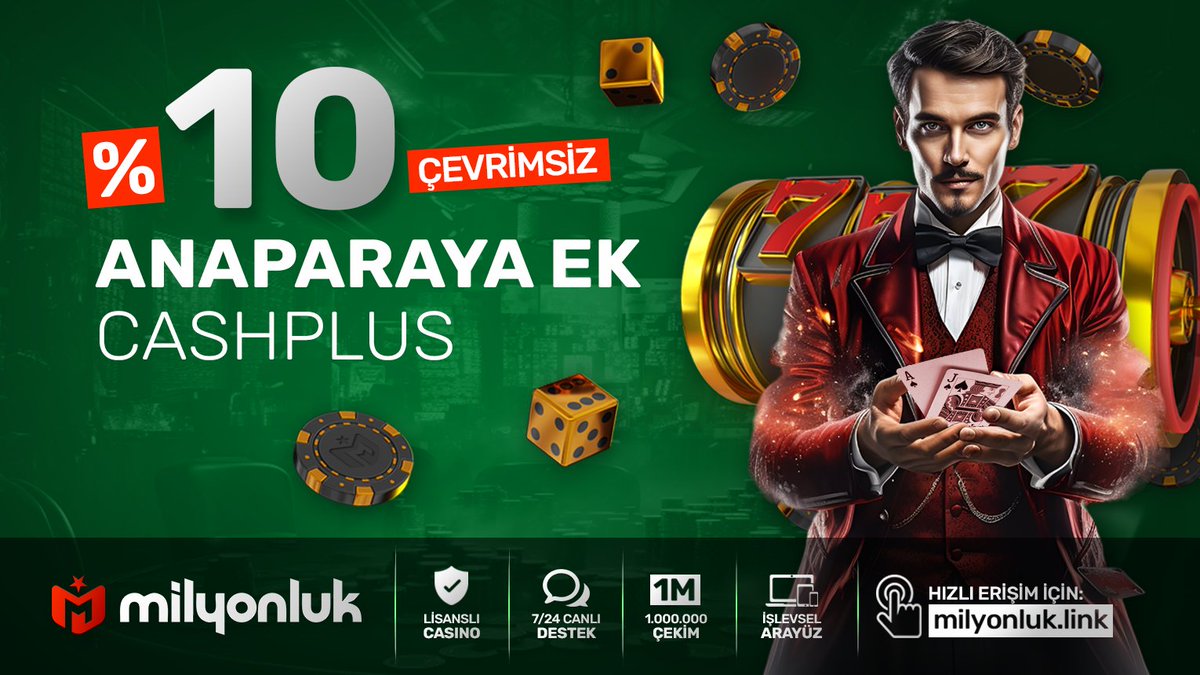 %10 Anaparaya Ek Cashplus Sadece bugün geçerli olan bu bonusu kaçırma! Bugün 23:59'a kadar geçerli, 5000 TL ve üzerindeki yatırımlarınız için anında %10 nakit hediye hesabınızda! Yatırdığın miktarın %10'u kadar fazlası ile oyuna başla! Üstelik çevrim yok, kural yok, kayıp…