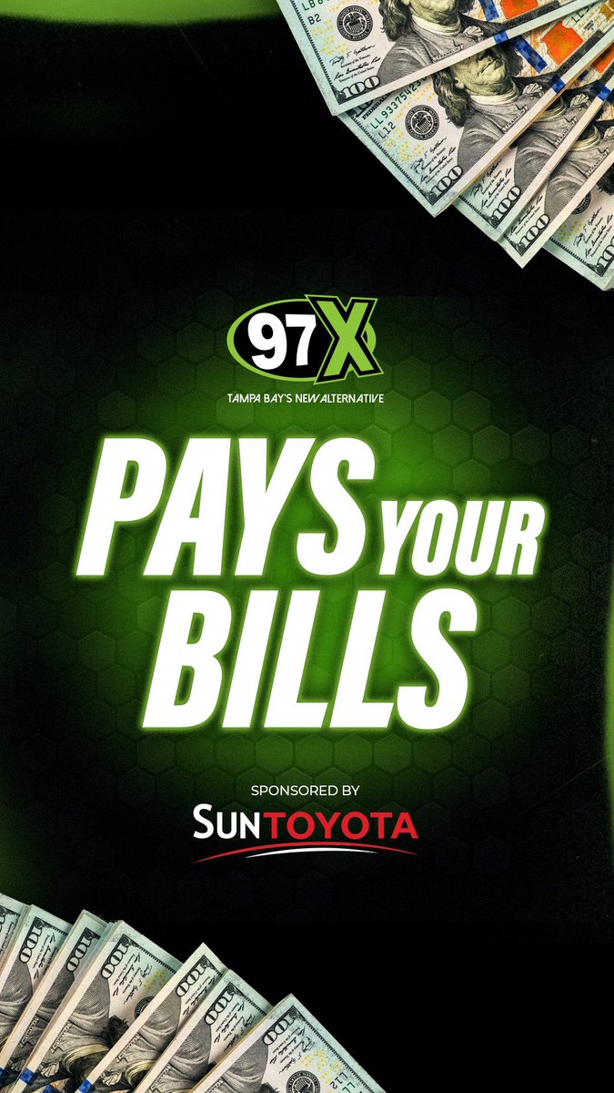 Listen weekdays for the keyword & enter it inside the 97X App for your chance to win $1000 FREE CASH! 📲💰 @Sun_Toyota #ad ☀️ NO PURCH. NEC. 4/15/24–5/31/24 (excl. 5/27/24). US; 18+. Rules & Daily keyword entry at 97xonline.com & 97X App (std. data rates apply).