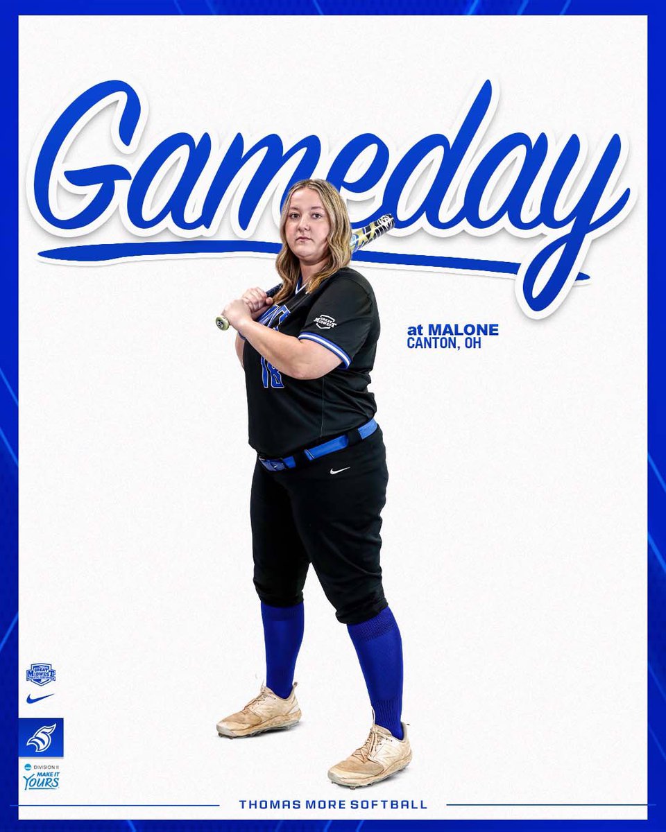 GAME DAY.

🥎: Softball @ Malone
⏰: 1:00 &amp; 3:00 P.M.
📍: Canton, OH
🏟️: Malone Softball Field

<a href="/TMU_Softball/">Thomas More University Softball</a> 

#LetsGoSaints