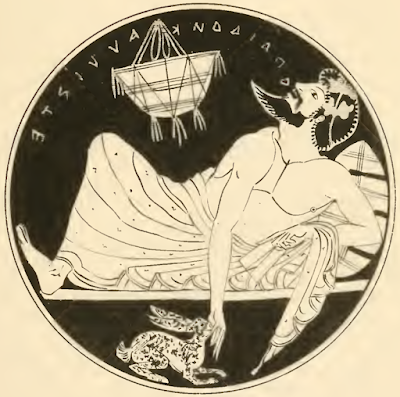 OnlineCrsLady's tweet photo. here is one of today's #GreekProverbs:
Οὐδείς ἐστιν ἅπαντα σοφός.
No one is wise in all things.
The saying is adapted from the ancient Greek poet, Theognis. From the Greek σοφός we get words like philosophy &amp; sophomore.
vase painting showing someone singing a song of Theognis: https://t.co/Q6q1XAG3ah
