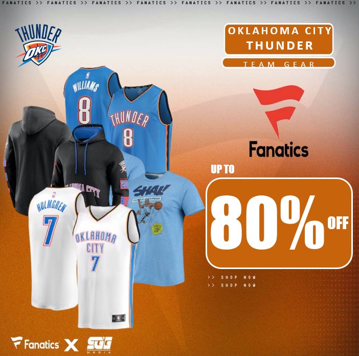 OKLAHOMA CITY THUNDER NBA PLAYOFFS SALE, @Fanatics 🏆 OKC FANS‼️Gear up for the NBA Playoffs and get your Thunder gear for up to 80% OFF using this PROMO LINK: fanatics.93n6tx.net/OKCDEAL📈 HURRY! DEAL ENDS SOON!🤝