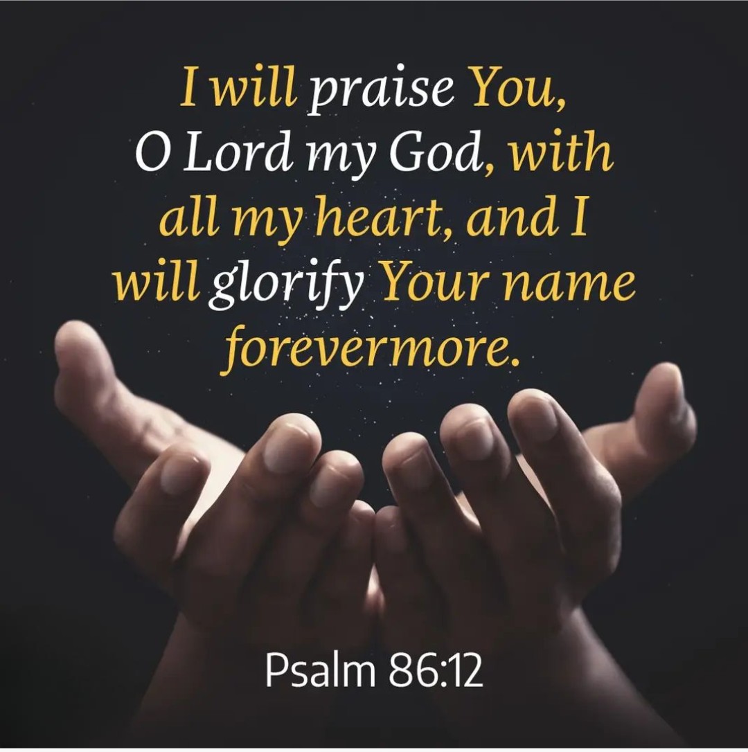 I will praise You, O LORD my God, with all my heart, And I will glorify Your name forevermore. For great is Your mercy toward me, And You have delivered my soul from the depths of Sheol. Psalm 86:12-13🙏