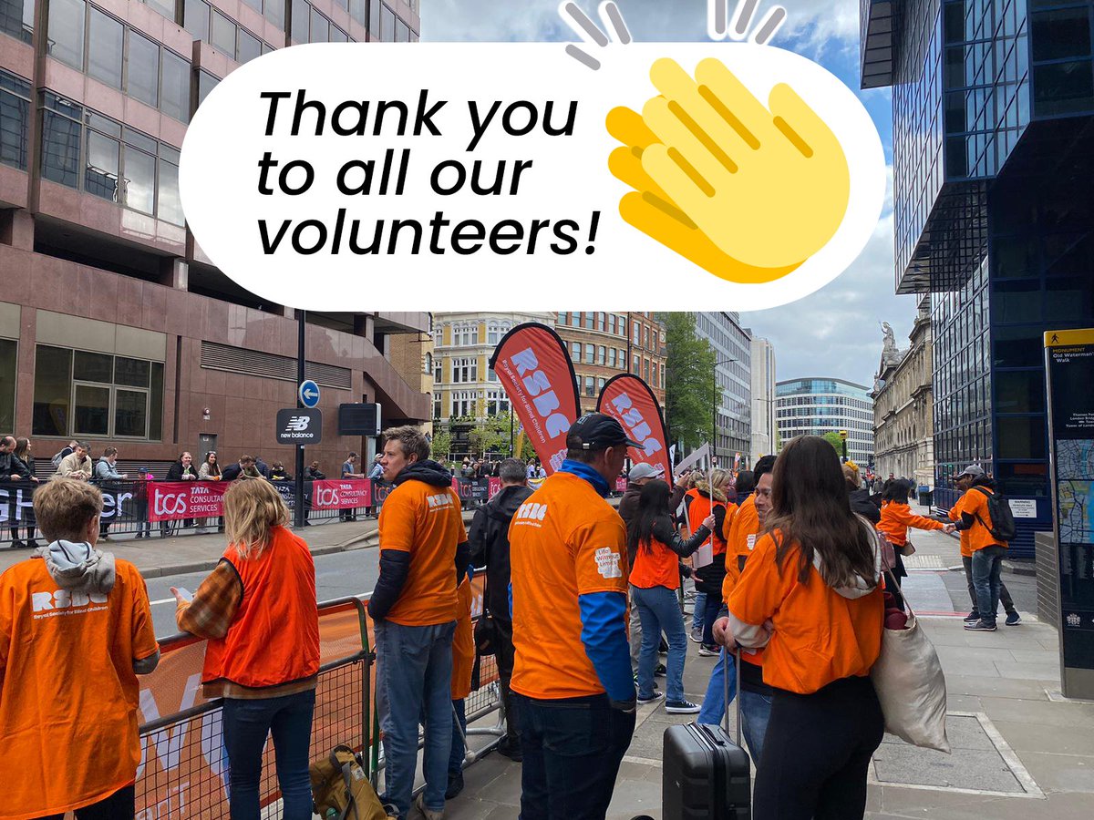RSBCcharity's tweet photo. Thank you to all our volunteers out there on the marathon course at our cheer points today. Those huge cheers and words of encouragement mean a lot to our runners.
#MarathonVolunteers #CheerSquad #SupportOurRunners #CheerPoint #LondonMarathon https://t.co/JGVQC5xZGi