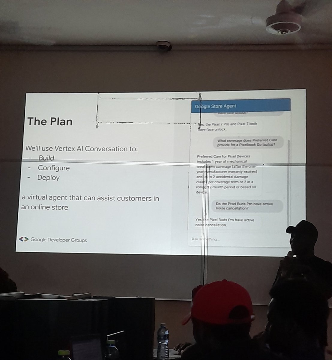 Thanks for this great opportunity, #BuildwithAI We learnt what AI is, and we learnt how to create an AI bot. In the picture is, @ShadLabs doing the most 🫡🫡. Thank you, @gdsc_upsa. Thank you, Ray. For item 13 😄✨️💯 I had a great experience.