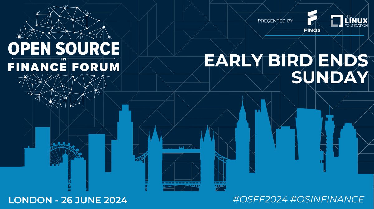 📢 Early bird registration CLOSES TONIGHT (Sunday) for Open Source in Finance Forum London! SAVE £200 when you register by April 21. Start planning your #OSFF2024 schedule and register today! 🎫 bit.ly/3xJpdIx #OSFF2023 #OSinFinance #fintech #regtech #opensource