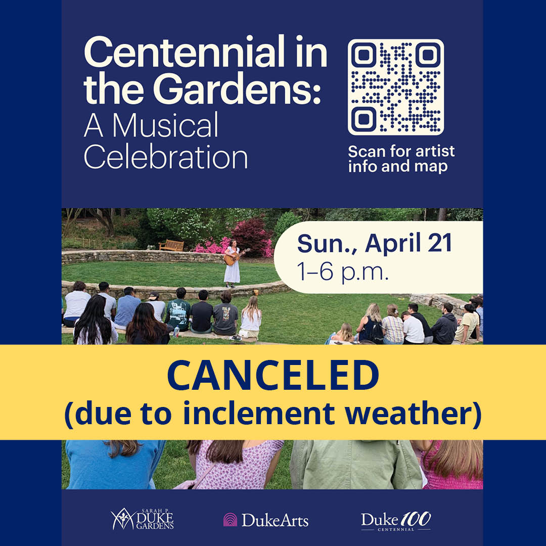 We regret to announce that due to the rainy+chilly forecast, we must cancel today's celebration. Musical instruments don't fare well in these conditions. We're grateful to the organizers & artists who worked so hard to organize it. Related events: 100.duke.edu #Duke100