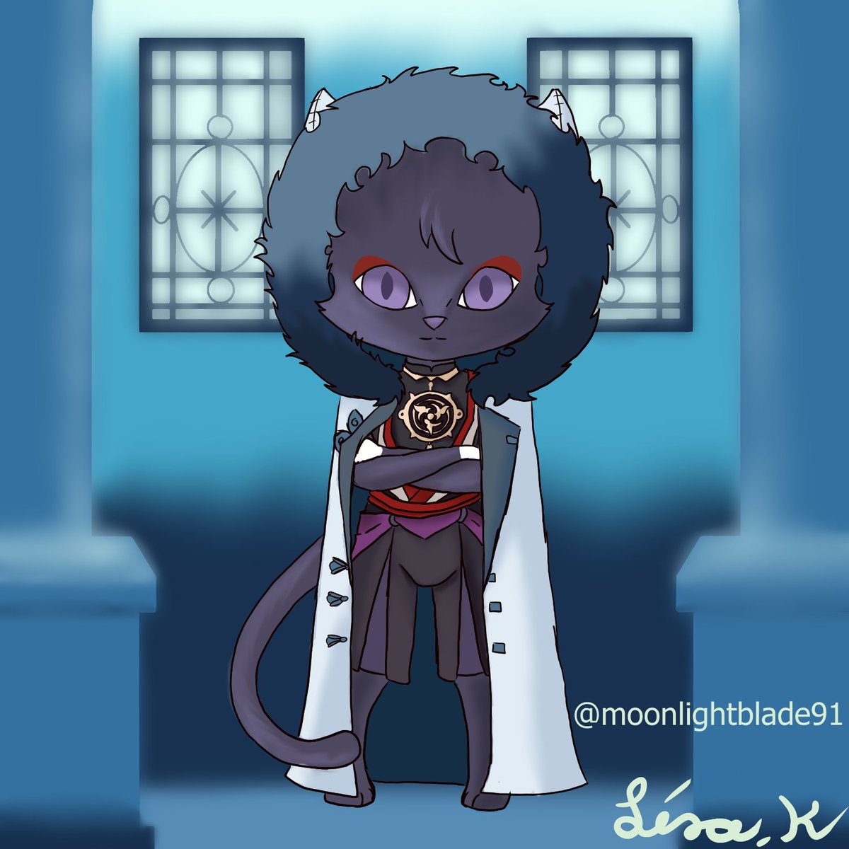 Moonlightblad91's tweet photo. I saw the little guy in Arlecchino's shorts and couldn't help myself.

#genshinimpact #genshinimpactscaramouche #scaramouche #scarakitty #scaracoat
#chibi #chibistyle #furry #art #illustration #drawing https://t.co/mIoyNlL0Uj