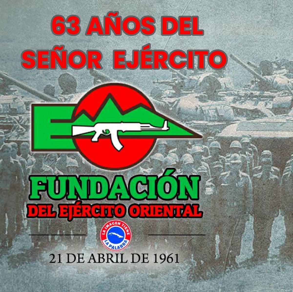 El Ejército Oriental fundado el 21 de abril de 1961 y tuvo como primer jefe al entonces ministro de las Fuerzas Armadas Revolucionarias, Raúl Castro, seguimos de Verde Olivo #Cuba Felicidades!!!🇨🇺💪