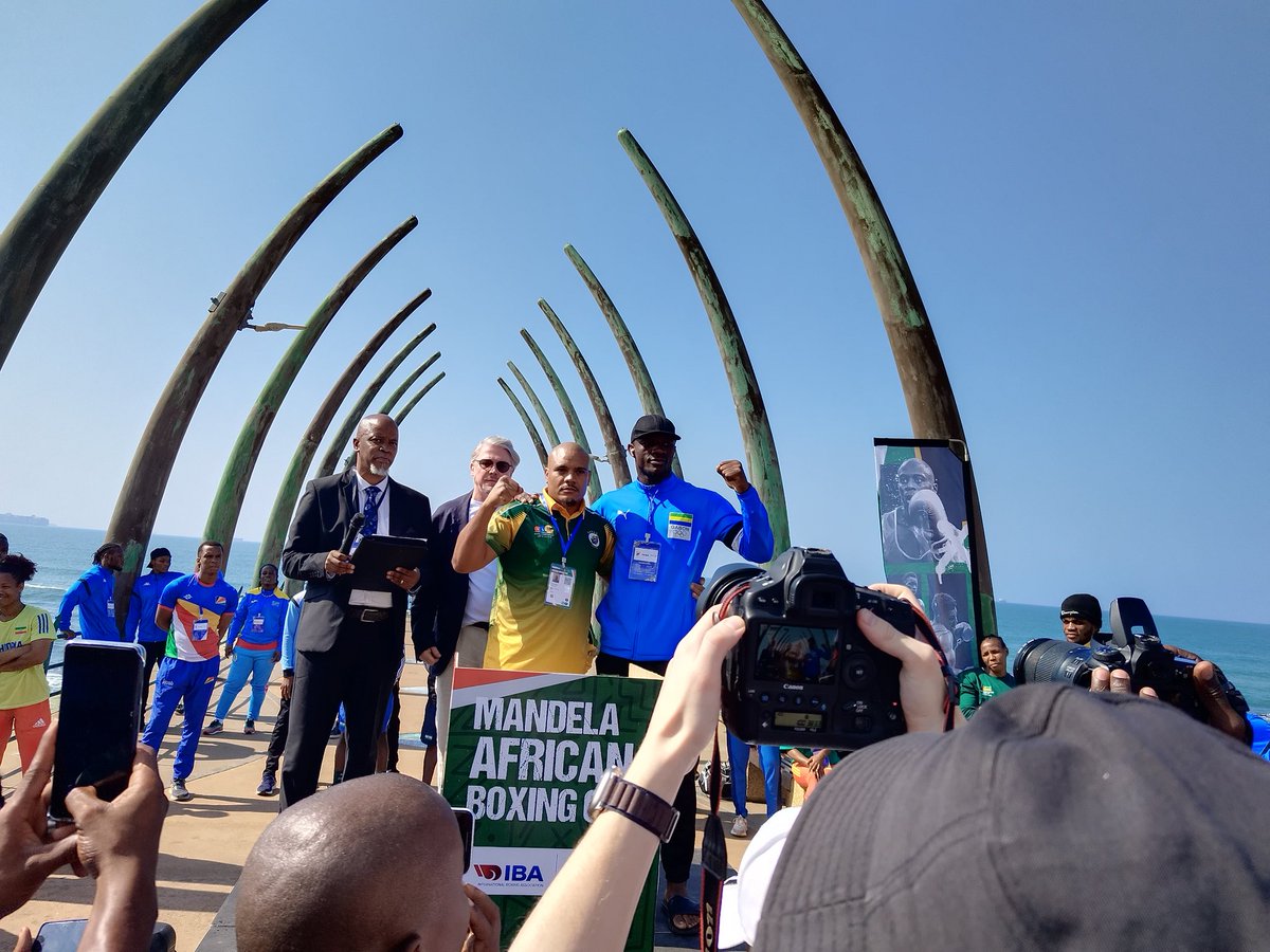 AmandaMbambo7's tweet photo. Mandela African Boxing Cup Ceremonial Face to Face at Umhlanga Beach #MandelaAfricanBoxingCup #IBA #SANABO https://t.co/bBEWiDdGjh