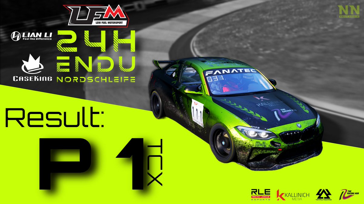 🏁 Victory at last! 🏆 We're thrilled that we won the 24h Race in the TCX Category hosted by @LFMotorsport! Overcoming a 3 1/2 minute gap after the red flag, our team fought relentlessly till the very end. Huge congrats to @Genisus_Esports who pushed us to our very limits!🥇🎉