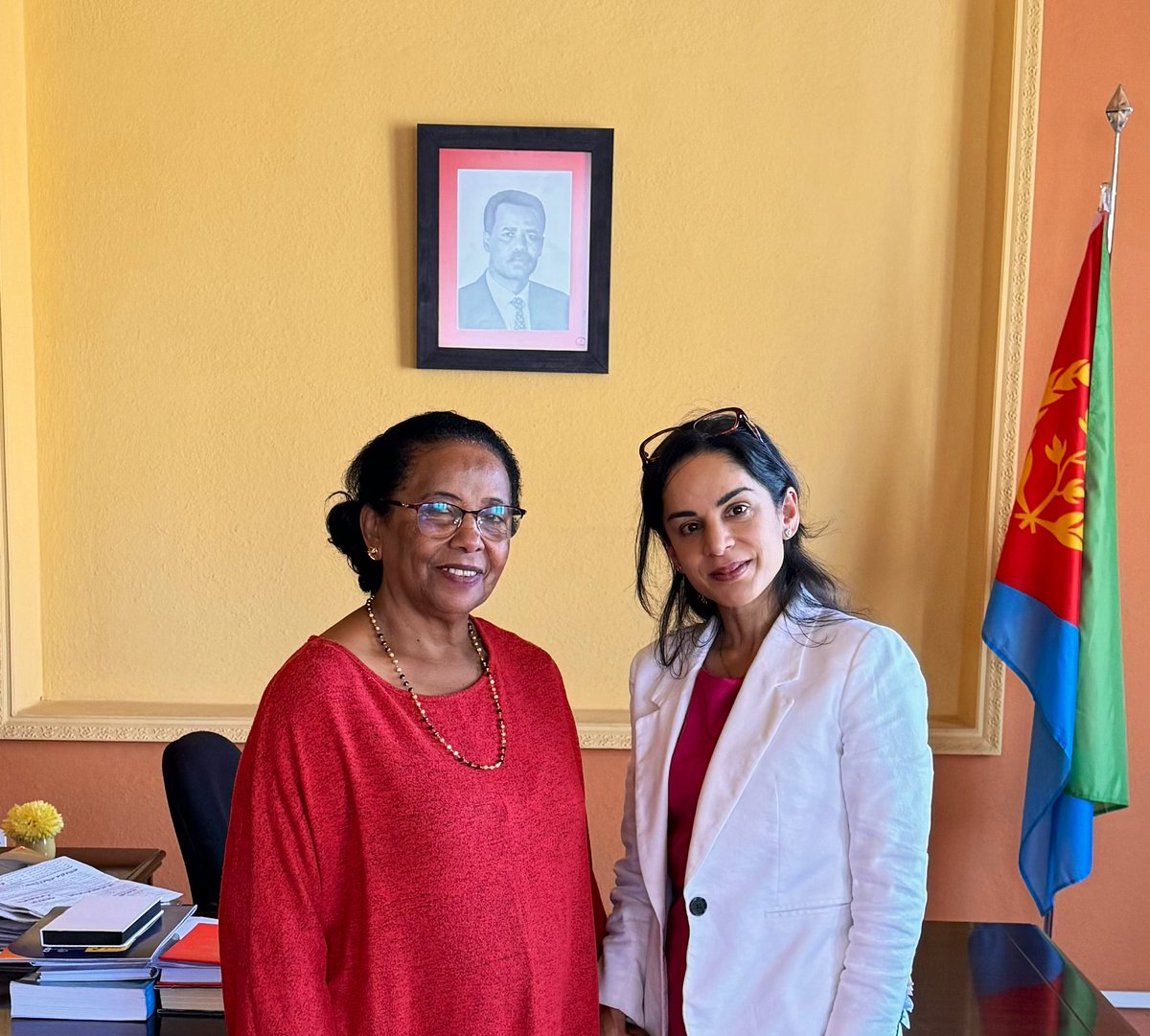 Grateful to Minister Fozia Hashim, Minister of Justice, for the warm welcome and first meeting last week. Discussed the long-standing partnership with the @UNinEritrea , particularly through @UNDPEritrea , and continued collaboration 🇺🇳🇪🇷