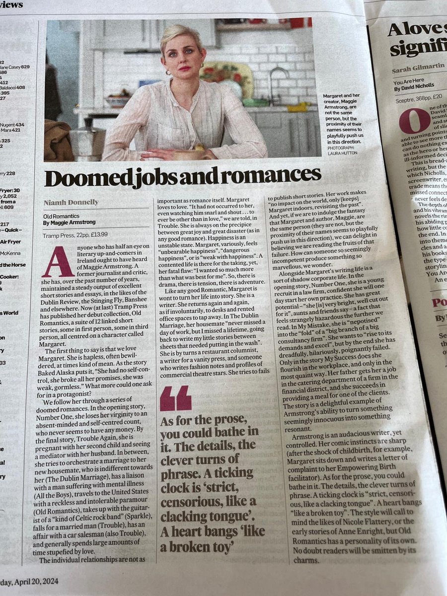 The Irish Times reviewed my first book #OldRomantics and I nearly passed out. On a park bench. Marry me @NiamhDonnelly ! 💘❤️‍🔥🍾