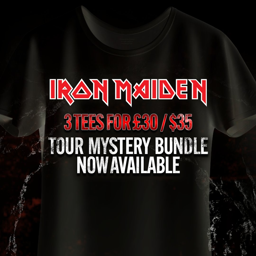 Mystery bundles are now available! Get three mystery tour t-shirts for £30 / $35 at merch.ironmaiden.com #IronMaiden