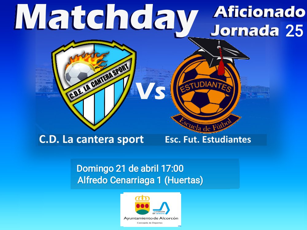 CDLaCantera's tweet photo. Hoy jugamos contra el Estudiantes.
¡A por la victoria!  

⚔️Aficionado vs @EF_Estudiantes.
🏟️ Alfredo Cenarriaga 1(Huertas).
⏰17:00

#VamosCantera💙 https://t.co/Tj1Gylu9Oe