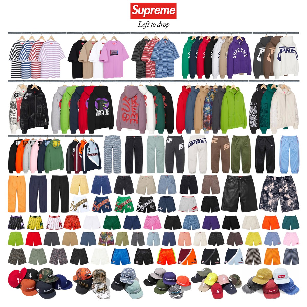 dropsdotgg's tweet photo. Left to drop items from the Supreme Spring/Summer 2024 season ☀️

We're already in the middle of the season and there's plenty of items remaining as well as some unseen collaborations to come.

What items are you still waiting for? 👀 https://t.co/0Po4ER5ECR