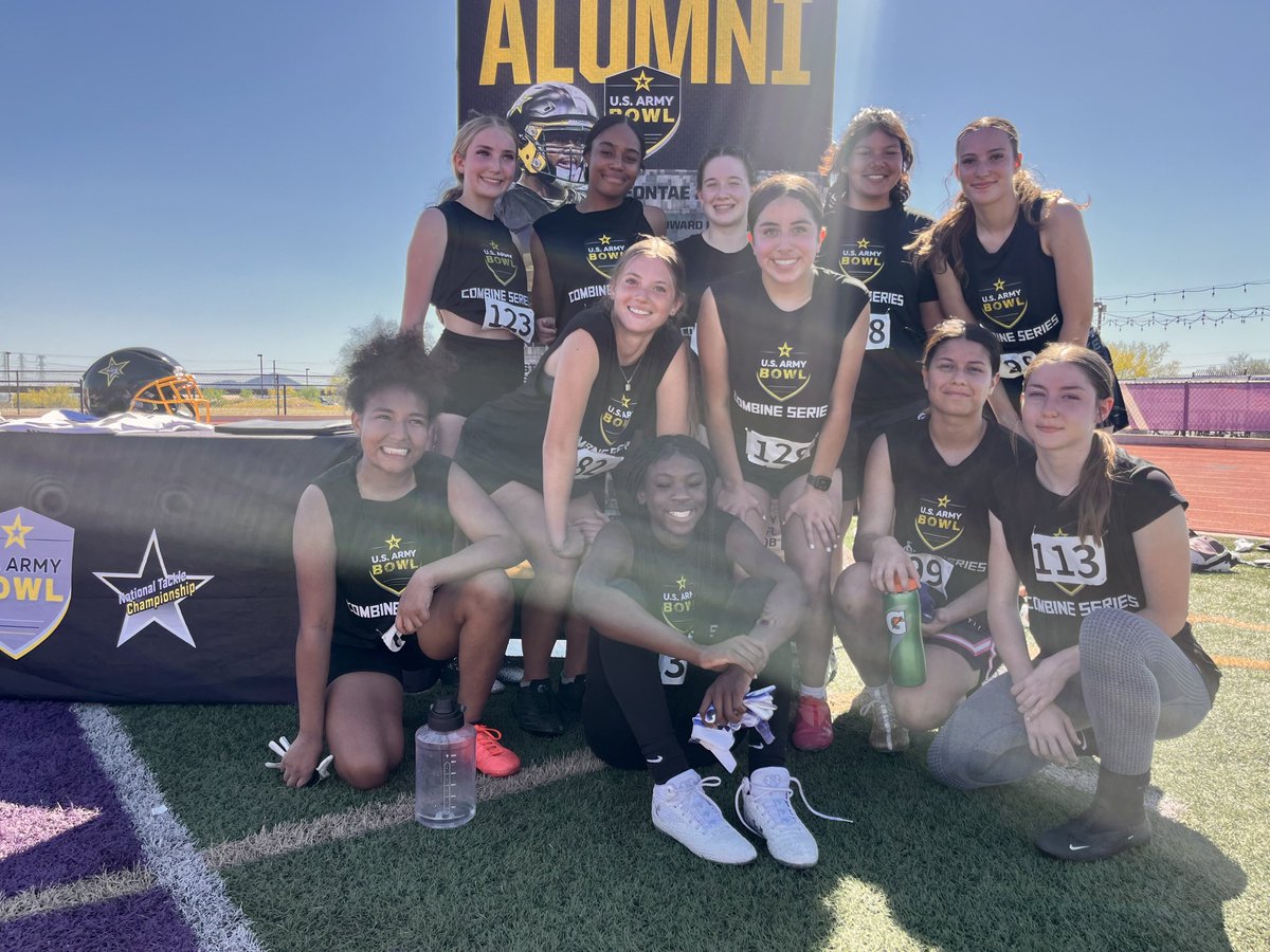 This photo makes me so happy! Girls flag players from across the east and west valley came out and showed out at the Army Bowl Combine. The girls went through traditional combine drills and had some amazing numbers using new style technology. Shout out to the @SDSports coaches,…