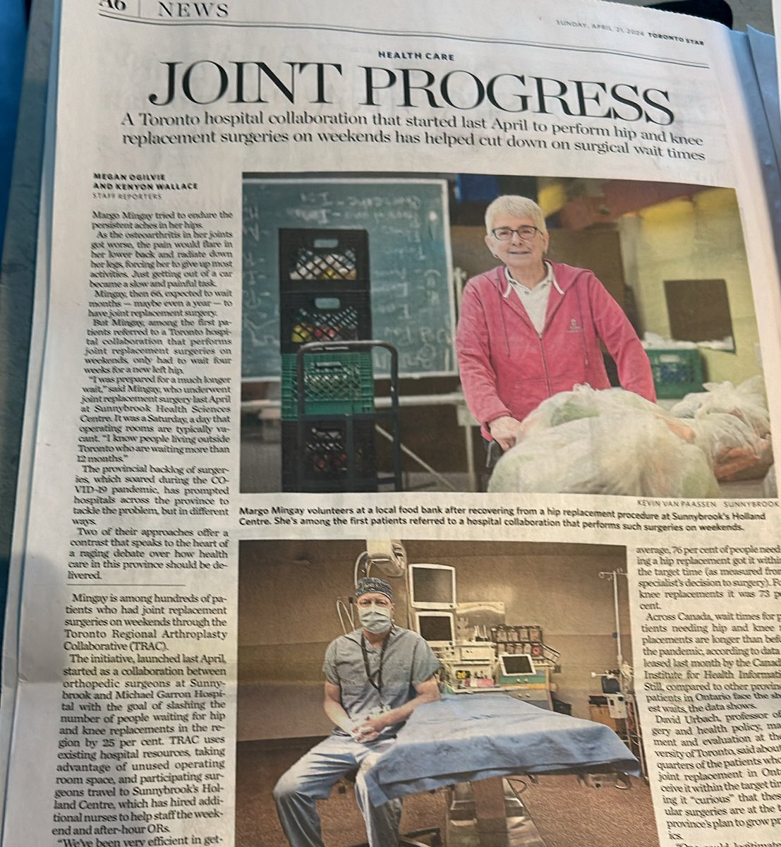 Hospitals that collaborated to add OR staff and time on weekends - show wait times for surgery like hip and knee replacements can be dramatically reduced. This program shows it works. So why pay private hospitals to do it? @TorontoStar @Megan_Ogilvie @KenyonWallace Note: