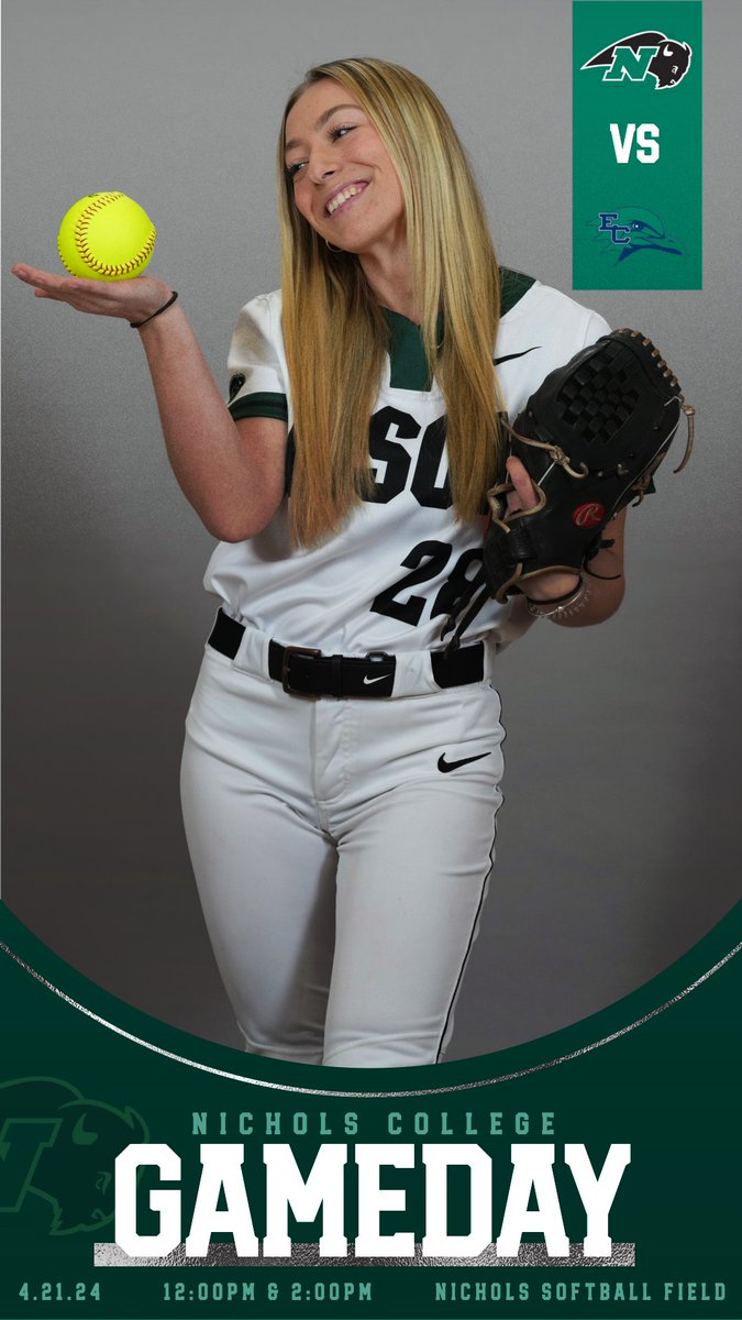 SB: Softball is back at home taking on Endicott College in a CCC doubleheader matchup. @ncbison_sball 📍Nichols Softball Field (Dudley, MA) Game 1🕒12:00PM Game 2🕒2:00PM #BisonPride🦬
