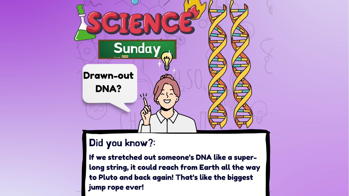 🚀🧬 Happy #ScienceSunday and #NationalDNADay this week! 

If we stretched out someone's DNA like a super-long string, it could reach from Earth to Pluto and back again! That's one big jump rope! 🌌  

#FunFacts #DNADiscovery #uwo #ldnont #westernuniversity #SciRenUWO #didyouknow
