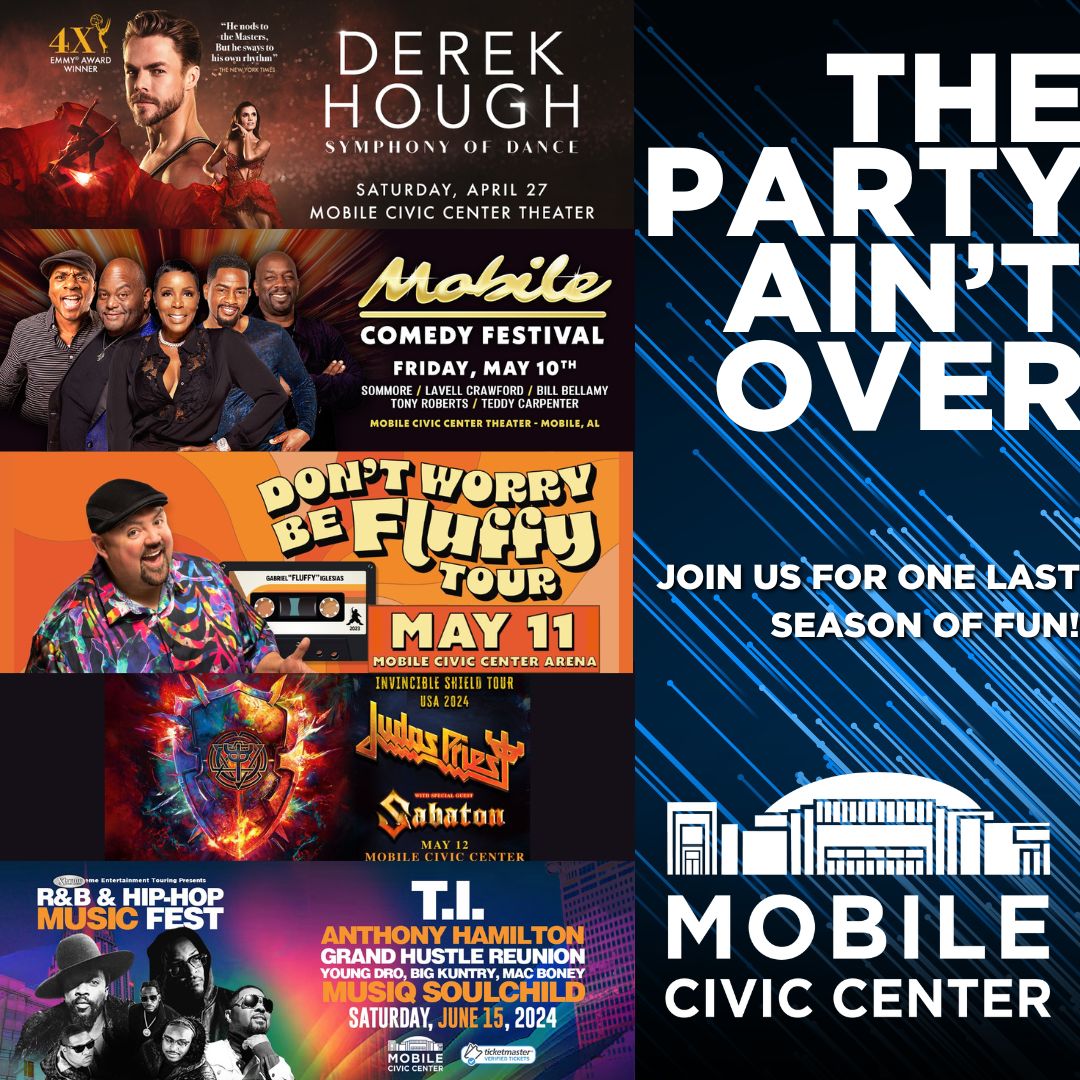 We're going out with a blast! Join us for one of these incredible shows now at Ticketmaster.com or the box office!

#MobileAlabama #MobileAL #MobileCounty #BaldwinCounty #GulfCoast #DowntownMobile #Pensacola #Biloxi