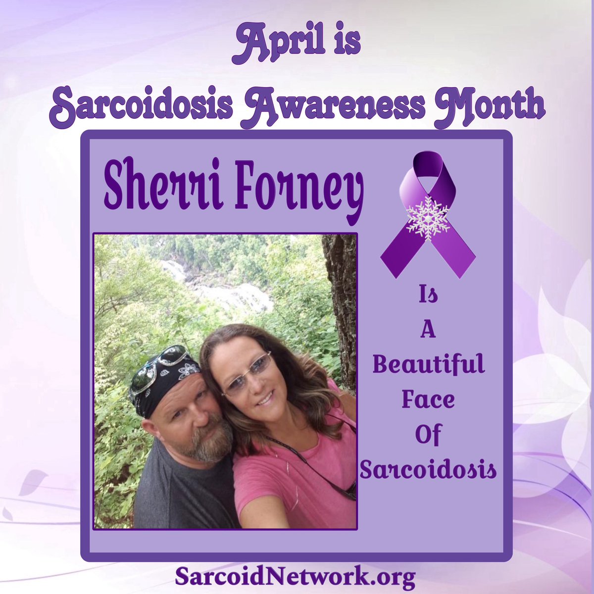 This is our Sarcoidosis Sister Sherri Forney and she is a Beautiful Faces of Sarcoidosis!💜

#Sarcoidosis #raredisease #patientadvocate #sarcoidosisadvocate #beautifulfacesofsarcoidosis #sarcoidosisawarenessmonth