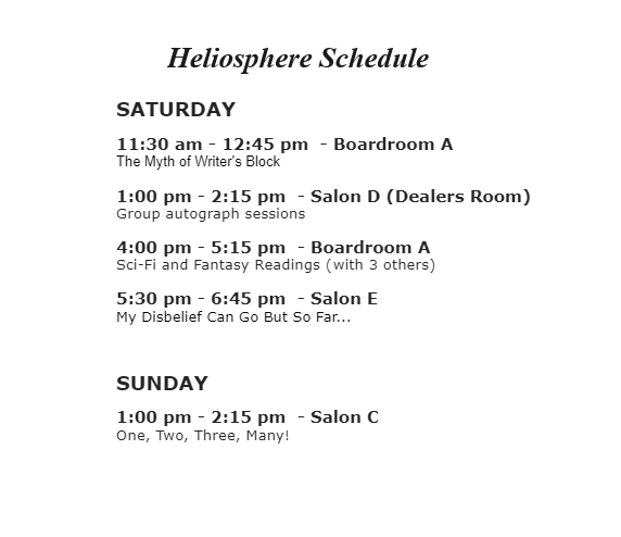 mrburkemath's tweet photo. My schedule for #Heliosphere, May 3-5, 2024.
I'll have #books to sign
#burkeslore
#burkeslorebriefs
#WritingCommunity
#HeliosphereNY
#Booktwitter https://t.co/zj3awKTQGq