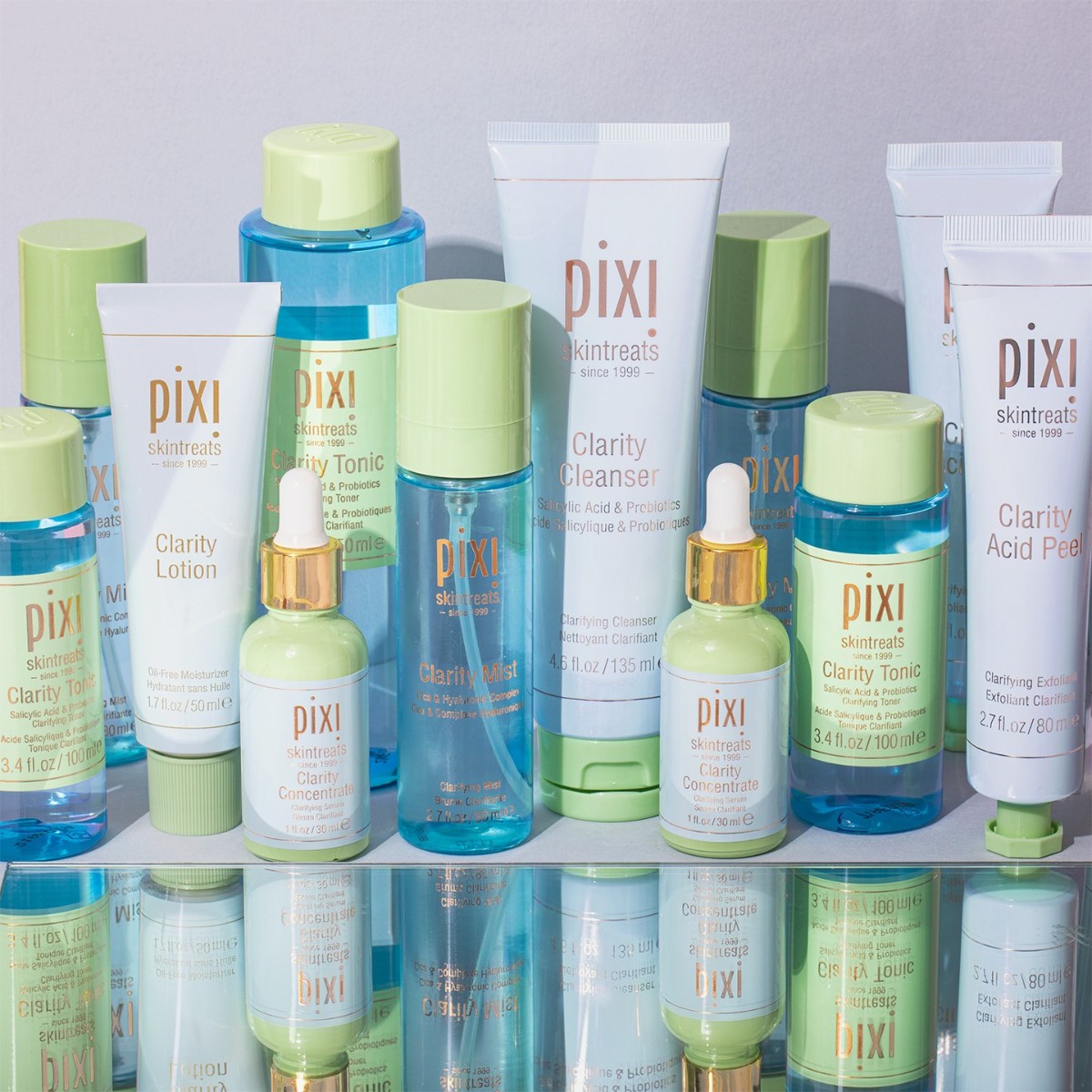 Clear as a #PixiPerfect day! Achieve bright and radiant skin-clarity with the help of Clarity Collection's gentle yet effective formulas, with ingredients like Glycolic, Lactic and Salicylic Acids! Which will you be adding to your clarifying routine? #PixiBeauty #Skintreats