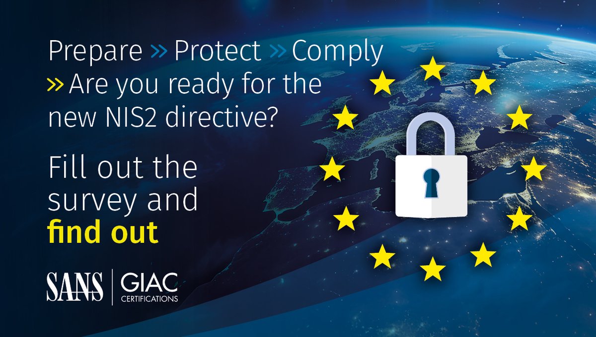 💬 Be part of the solution: Take the EU NIS 2 Survey and chart the cybersecurity course

✍️ Take the lead – Your insights can drive change. Share your thoughts by 10 May → sans.org/u/1vtf

<a href="/deancybersec/">Dean Parsons</a> <a href="/bojanz/">Bojan Zdrnja</a> | #SANSTraining #Cybersecurity #NIS2 #Compliance