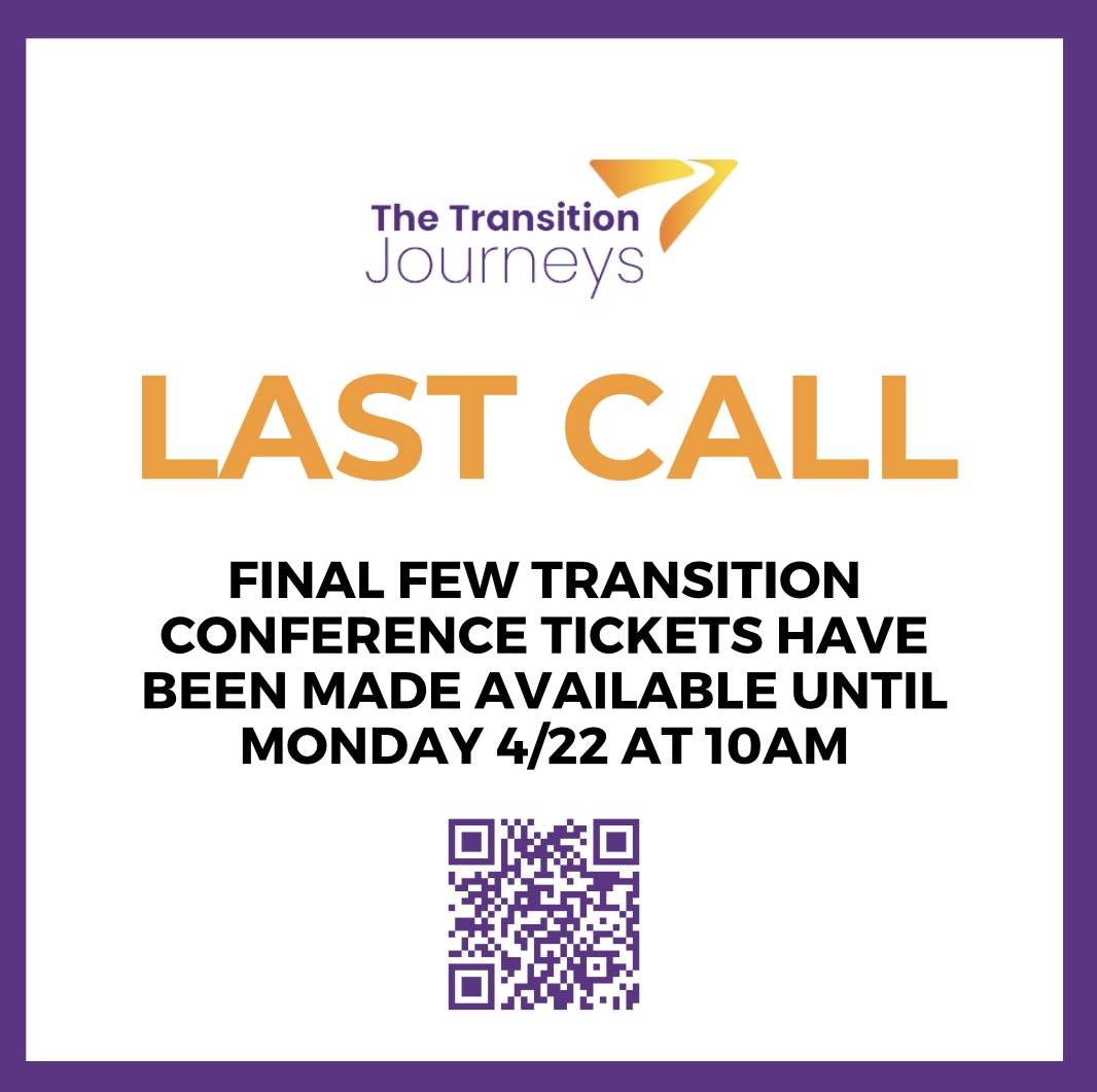 LAST CHANCE: A final, small batch of Transition Conference tickets have been made available for the next 24 hours. This is the FINAL CHANCE to register. Don’t miss out - spread the word! First come, first serve! thearcofmass.org/conference