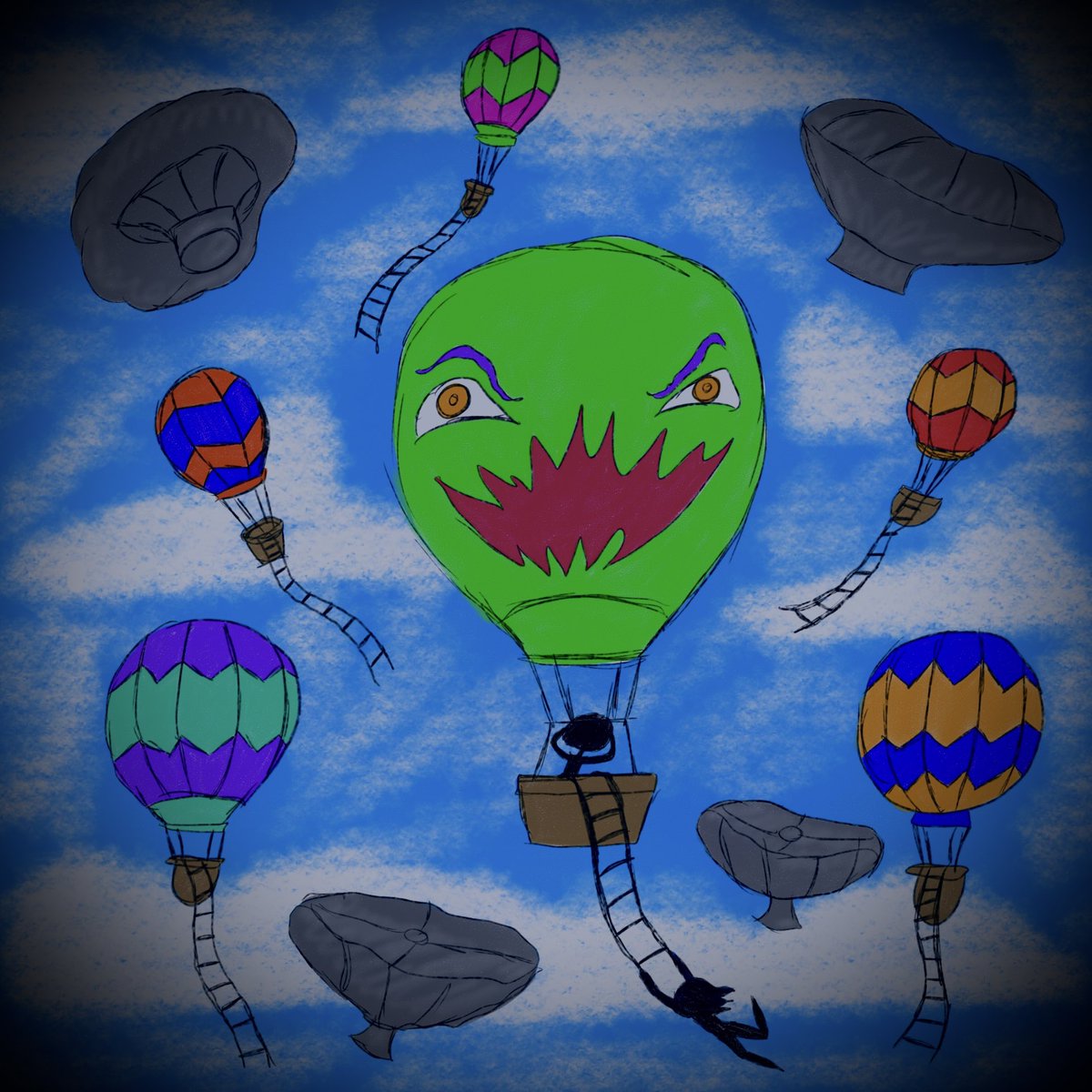 Stuck in the Sky (Full Artwork)

#horror #horrorartist #originalcharacter #originalcharacters #horrorart #originalcharacterart #ocart #CartoonArt #hotairballoon #liminalspace #character #characterart #ArtistOnTwitter #ibispaint #HorrorCommunity #digitaldrawing