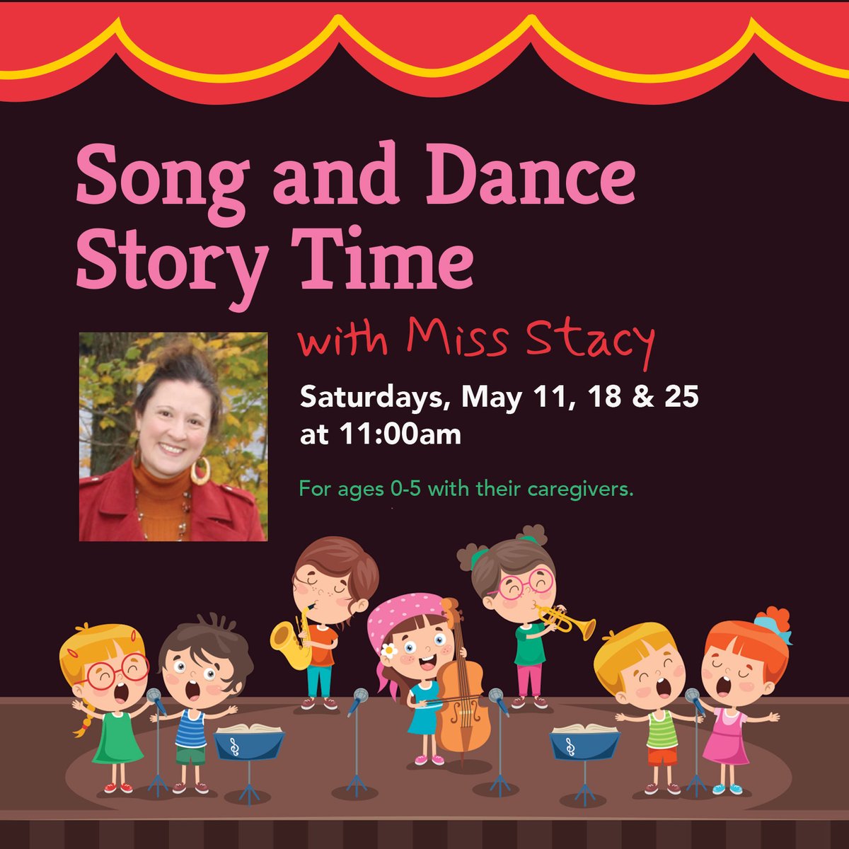 Join Miss Stacy as she brings a book to life through song and dance. The adventure will begin with a story and then we will explore it further with fun and active musical activities.

Visit our website to register.

#song #dance #reading #childrensprogram #hhﬂ #librariesrock