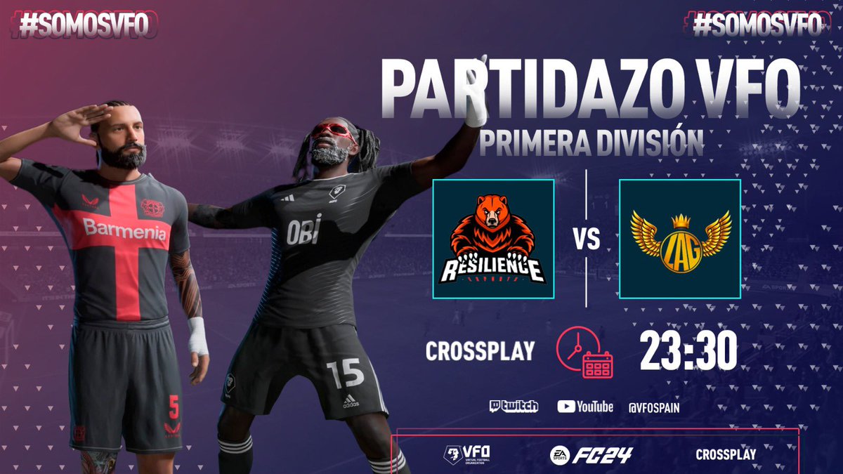 Domingo de #PartidazoVFO 💪😎

23h. <a href="/TH4_Spain/">THE EXPEND4BLES</a>  vs. <a href="/CCF_eSports/">Córdoba CF eSports</a> 
 
23.30h. <a href="/Resiliencesp/">Resilience eSports</a> vs. <a href="/LagazosLegends/">💛Lagazos Legends🖤</a> 
 
Ponte la alarma‼️⏰
Toda la previa desde las 22:45h.

🎙️<a href="/MiguelMelladoM1/">Michel Mellado</a> 
🎙️❓
🎙️❓

😁😁

📺twitch.tv/VFOspain