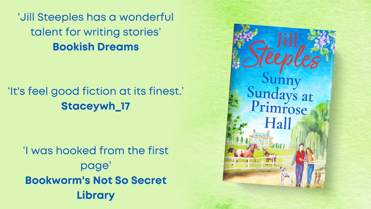 Thank you to @methodist1989, @staceywh100 and @TheWoollyGeek for their recent reviews on the #SunnySundaysAtPrimroseHall by @jillesteeples  #blogtour. 

Pick up a copy today ➡️ mybook.to/sunnysundaysso…