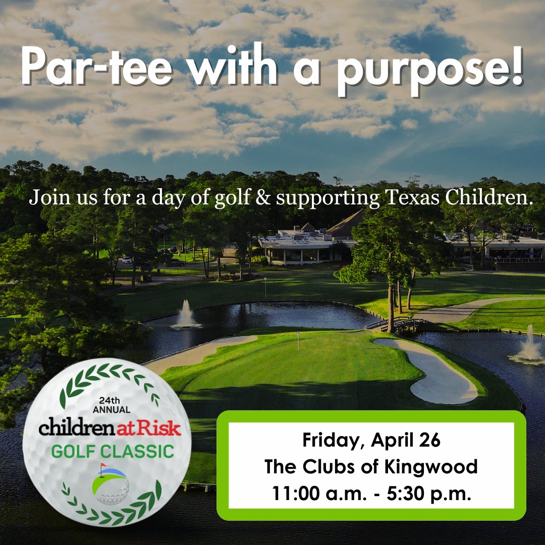 Fore-ward march, golfers! Don't miss your chance to tee off for a cause at our Annual CHILDREN AT RISK Golf Classic. Plus, you could drive home in style with a brand-new BMW from Advantage BMW! Swing by and swing for a win. ow.ly/G1zw50RgH7b
