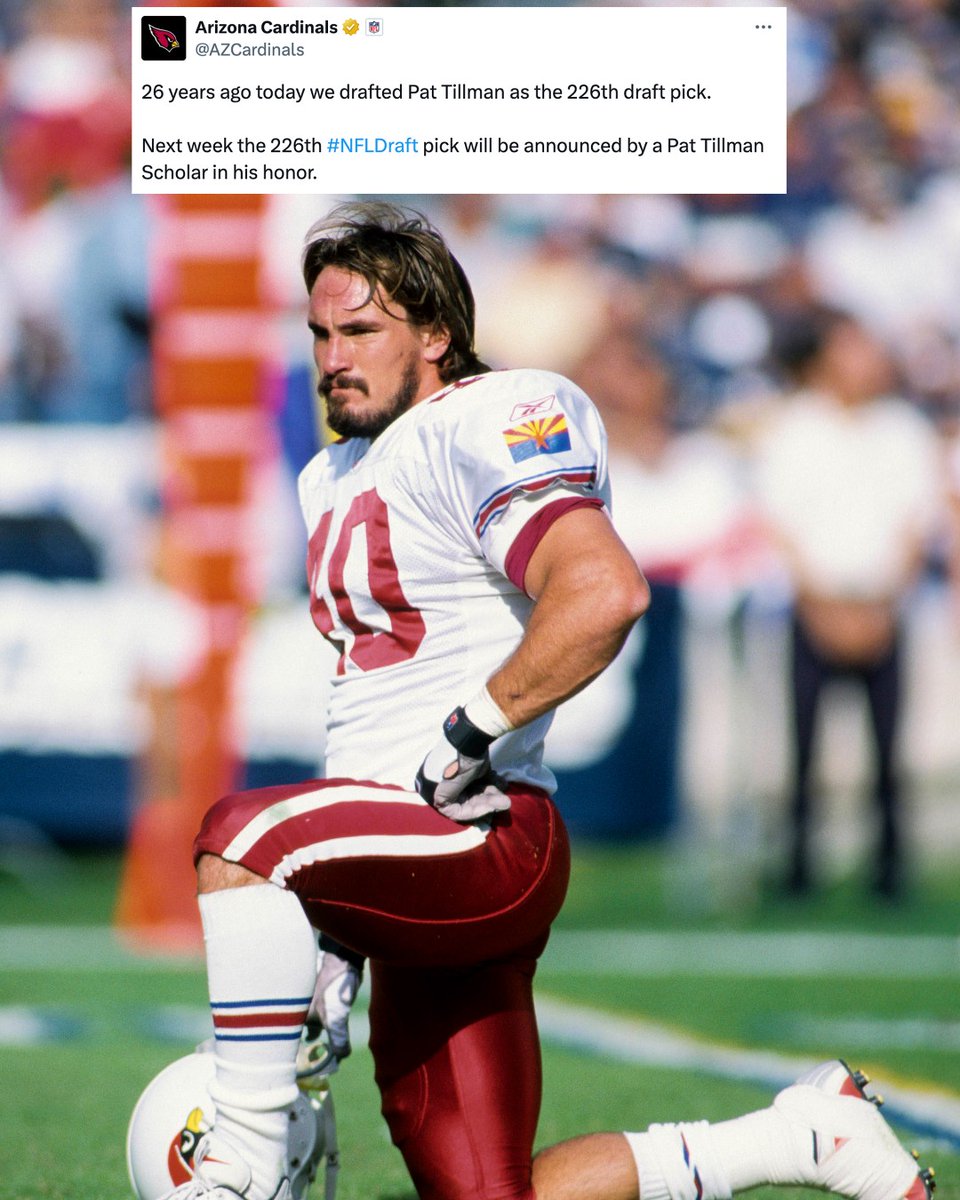 The Arizona Cardinals will honor Pat Tillman with the 226th pick at this year's #NFLDraft.