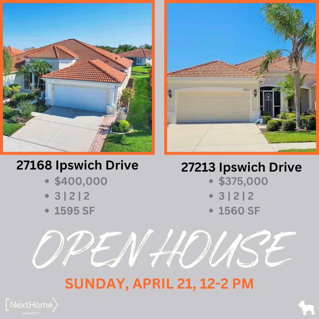 💥OPEN HOUSE TODAY, 12-2 PM💥

📍27168 Ipswich Drive
Englewood, FL 34223
Agent on Duty - Lesia Shram
nexthomesuncoast.com/details.php?ml…

AND

📍27213 Ipswich Drive
Englewood, FL 34223
Agent on Duty - Kari Battaglia
nexthomesuncoast.com/details.php?ml…

#OpenHouse #EnglewoodFL #NextHomeSuncoast