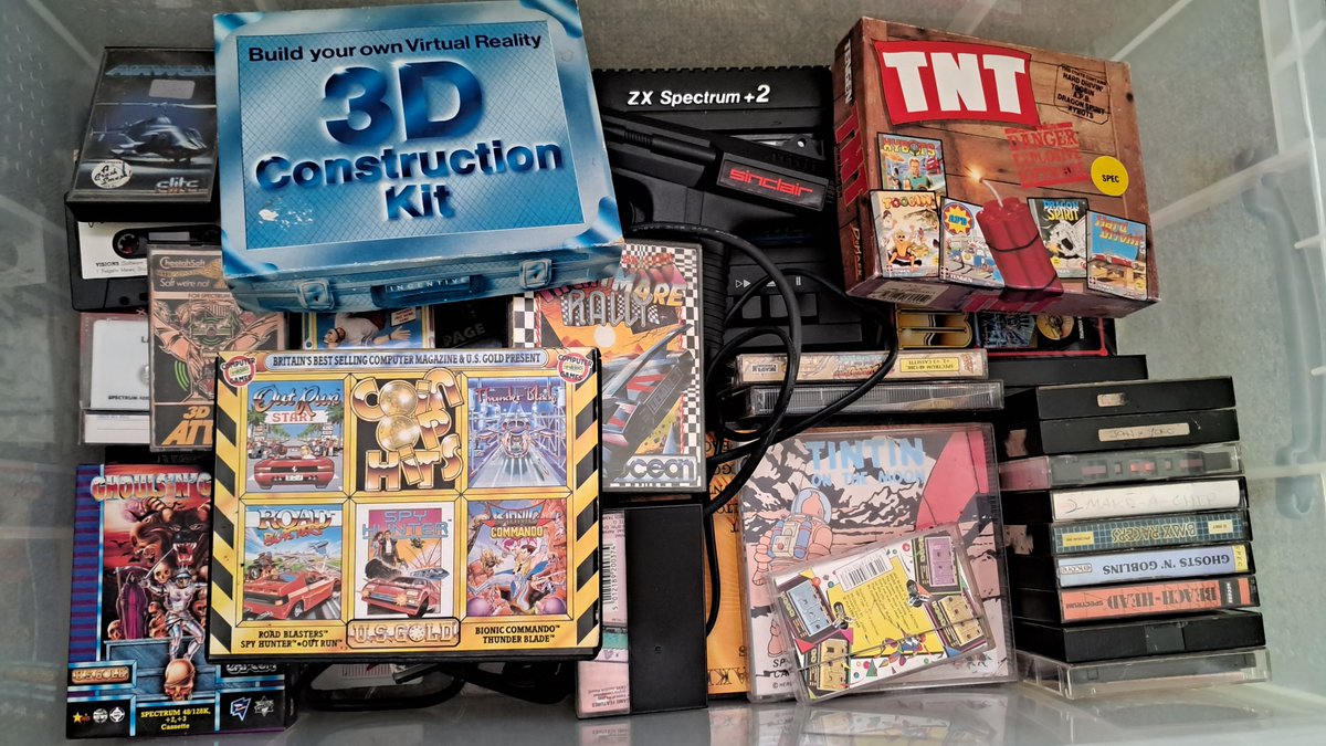 MrTomFum's tweet image. My brother has been sorting out his garage and found our childhood spectrum hes looking after and sent me a picture of it. We got some bangers. #zxspectrum #speccy
