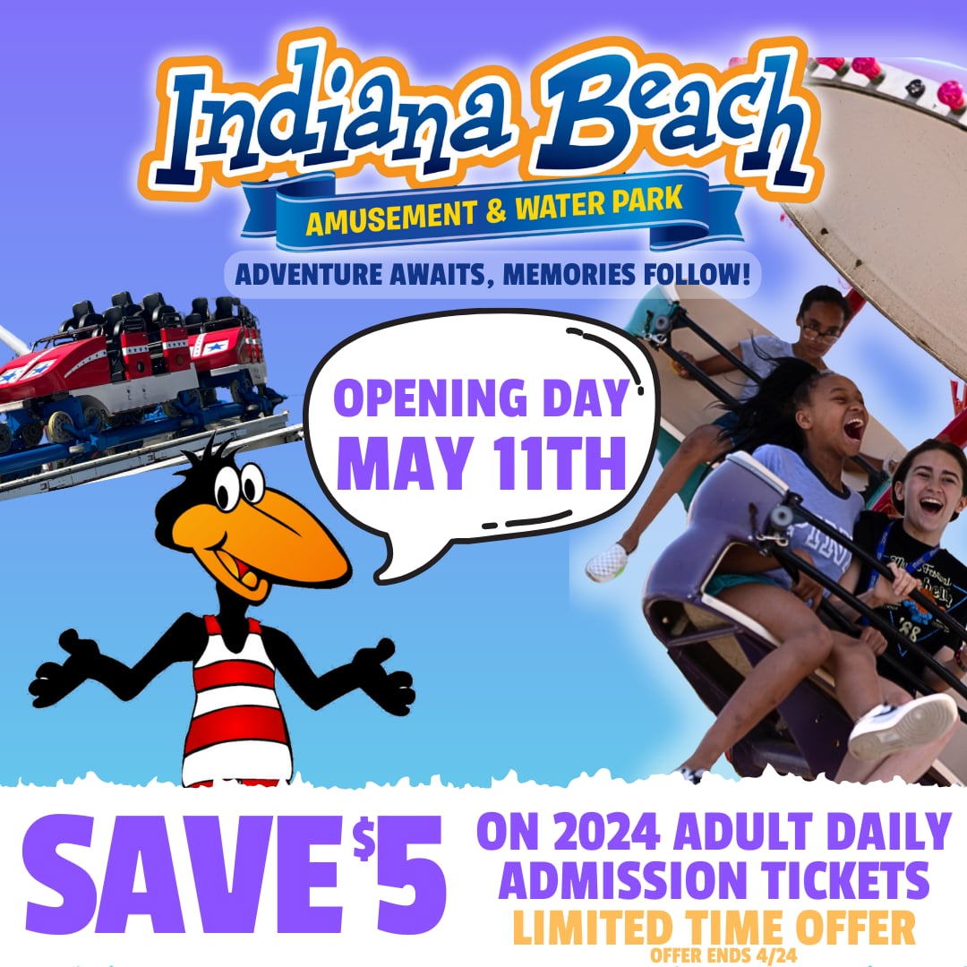 Hurry, Time's Ticking! Just 3 days left to grab $5 off 2024 Daily Admission Tickets! Offer valid until 4/24. Don't miss out - these tickets are your key to fun on any day of the 2024 Season! 

indianabeach.com/tickets/

*Good Any Public Operating Day 5/11-9/2